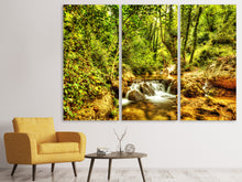 Laden Sie das Bild in den Galerie-Viewer, Leinwandbild 3-teilig Wasserfall im Wald