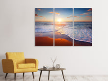 Laden Sie das Bild in den Galerie-Viewer, Leinwandbild 3-teilig Sonnenuntergang am Horizont