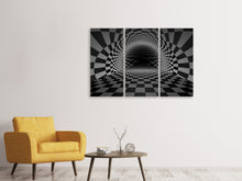 Laden Sie das Bild in den Galerie-Viewer, Leinwandbild 3-teilig Abstraktes Schachbrett
