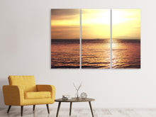 Laden Sie das Bild in den Galerie-Viewer, Leinwandbild 3-teilig Sonnenuntergang an der See