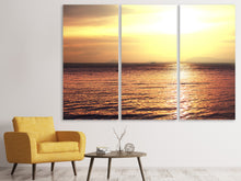 Laden Sie das Bild in den Galerie-Viewer, Leinwandbild 3-teilig Sonnenuntergang an der See