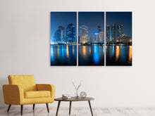 Laden Sie das Bild in den Galerie-Viewer, Leinwandbild 3-teilig Skyline Bangkok bei Nacht