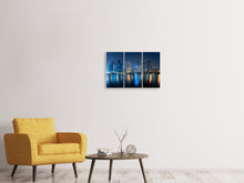 Laden Sie das Bild in den Galerie-Viewer, Leinwandbild 3-teilig Skyline Bangkok bei Nacht