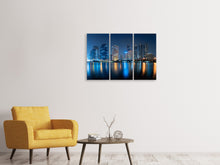 Laden Sie das Bild in den Galerie-Viewer, Leinwandbild 3-teilig Skyline Bangkok bei Nacht