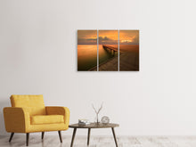 Laden Sie das Bild in den Galerie-Viewer, Leinwandbild 3-teilig Der Steg am Meer
