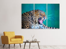 Laden Sie das Bild in den Galerie-Viewer, Leinwandbild 3-teilig Achtung Leopard