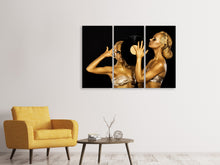 Laden Sie das Bild in den Galerie-Viewer, Leinwandbild 3-teilig Gold-DJ`s