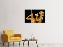 Laden Sie das Bild in den Galerie-Viewer, Leinwandbild 3-teilig Gold-DJ`s