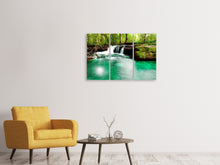 Laden Sie das Bild in den Galerie-Viewer, Leinwandbild 3-teilig Der Fluss am Wasserfall