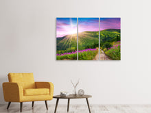 Laden Sie das Bild in den Galerie-Viewer, Leinwandbild 3-teilig Eine Sommerlandschaft bei Sonnenaufgang