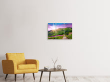 Laden Sie das Bild in den Galerie-Viewer, Leinwandbild 3-teilig Eine Sommerlandschaft bei Sonnenaufgang
