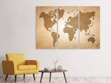 Laden Sie das Bild in den Galerie-Viewer, Leinwandbild 3-teilig Karte der Welt in Vintage