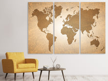 Laden Sie das Bild in den Galerie-Viewer, Leinwandbild 3-teilig Karte der Welt in Vintage