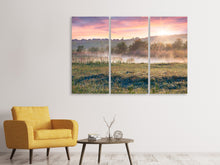 Laden Sie das Bild in den Galerie-Viewer, Leinwandbild 3-teilig Sonnenuntergang am Hügel