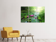 Laden Sie das Bild in den Galerie-Viewer, Leinwandbild 3-teilig Gartenteich