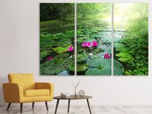 Laden Sie das Bild in den Galerie-Viewer, Leinwandbild 3-teilig Gartenteich