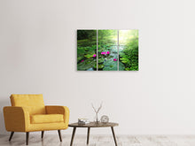 Laden Sie das Bild in den Galerie-Viewer, Leinwandbild 3-teilig Gartenteich