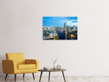 Laden Sie das Bild in den Galerie-Viewer, Leinwandbild 3-teilig Skyline Bangkok in der Abenddämmerung