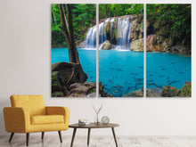 Laden Sie das Bild in den Galerie-Viewer, Leinwandbild 3-teilig Naturerlebnis Wasserfall
