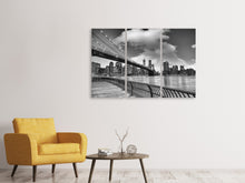 Laden Sie das Bild in den Galerie-Viewer, Leinwandbild 3-teilig Skyline Schwarzweissfotografie Brooklyn Bridge NY