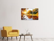 Laden Sie das Bild in den Galerie-Viewer, Leinwandbild 3-teilig Waldspiegelung im Wasser
