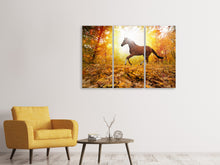 Laden Sie das Bild in den Galerie-Viewer, Leinwandbild 3-teilig Vollblut im Herbstwald