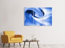 Laden Sie das Bild in den Galerie-Viewer, Leinwandbild 3-teilig Abstrakte blaue Welle