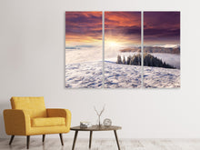 Laden Sie das Bild in den Galerie-Viewer, Leinwandbild 3-teilig Sonnenaufgang Winterlandschaft