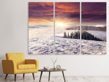 Laden Sie das Bild in den Galerie-Viewer, Leinwandbild 3-teilig Sonnenaufgang Winterlandschaft