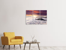 Laden Sie das Bild in den Galerie-Viewer, Leinwandbild 3-teilig Sonnenaufgang Winterlandschaft