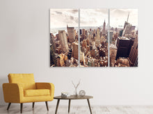 Laden Sie das Bild in den Galerie-Viewer, Leinwandbild 3-teilig Skyline Über den Dächern Manhattans