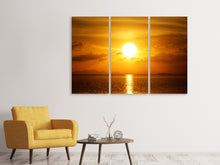 Laden Sie das Bild in den Galerie-Viewer, Leinwandbild 3-teilig Sonnenuntergang See