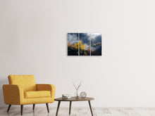 Laden Sie das Bild in den Galerie-Viewer, Leinwandbild 3-teilig Mondscheinwald