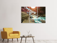 Laden Sie das Bild in den Galerie-Viewer, Leinwandbild 3-teilig Exotischer Wasserfall
