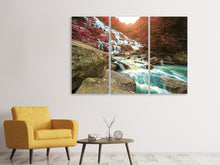 Laden Sie das Bild in den Galerie-Viewer, Leinwandbild 3-teilig Exotischer Wasserfall