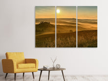 Laden Sie das Bild in den Galerie-Viewer, Leinwandbild 3-teilig Sonnenuntergang im Gebirge