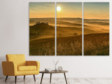 Laden Sie das Bild in den Galerie-Viewer, Leinwandbild 3-teilig Sonnenuntergang im Gebirge
