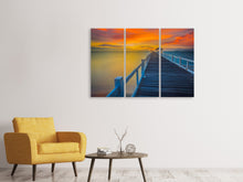 Laden Sie das Bild in den Galerie-Viewer, Leinwandbild 3-teilig Eine Holzbrücke im fernen Osten