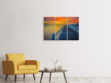 Laden Sie das Bild in den Galerie-Viewer, Leinwandbild 3-teilig Eine Holzbrücke im fernen Osten