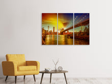 Laden Sie das Bild in den Galerie-Viewer, Leinwandbild 3-teilig Skyline Brooklyn Bridge NY