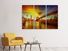 Laden Sie das Bild in den Galerie-Viewer, Leinwandbild 3-teilig Skyline Brooklyn Bridge NY