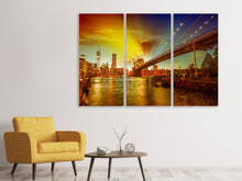 Laden Sie das Bild in den Galerie-Viewer, Leinwandbild 3-teilig Skyline Brooklyn Bridge NY