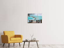 Laden Sie das Bild in den Galerie-Viewer, Leinwandbild 3-teilig Haus am Wasserfall
