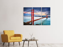 Laden Sie das Bild in den Galerie-Viewer, Leinwandbild 3-teilig Der Golden Gate Bridge bei Sonnenuntergang