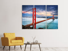 Laden Sie das Bild in den Galerie-Viewer, Leinwandbild 3-teilig Der Golden Gate Bridge bei Sonnenuntergang