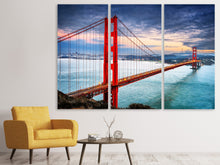 Laden Sie das Bild in den Galerie-Viewer, Leinwandbild 3-teilig Der Golden Gate Bridge bei Sonnenuntergang