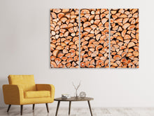 Laden Sie das Bild in den Galerie-Viewer, Leinwandbild 3-teilig Birkenstapel