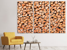 Laden Sie das Bild in den Galerie-Viewer, Leinwandbild 3-teilig Birkenstapel