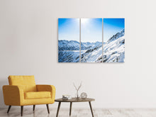 Laden Sie das Bild in den Galerie-Viewer, Leinwandbild 3-teilig Bergpanorama im Schnee