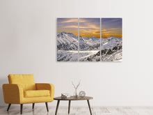 Laden Sie das Bild in den Galerie-Viewer, Leinwandbild 3-teilig Sonnenuntergang in den Bergen